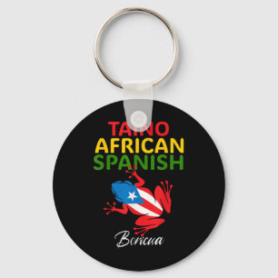 Taino African Spanish Coqui Puerto Rico Flag Boric Key Ring