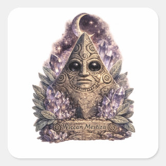 Taíno-Inspired Three-Pointed Cemí Mystical Wiccan Square Sticker