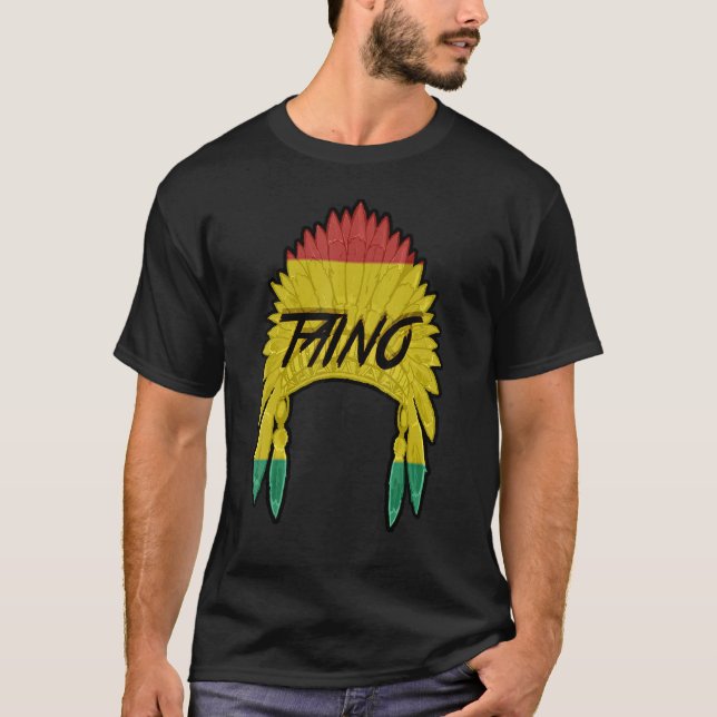 Taino Native Caribbean Indigenous Headdress T-Shirt (Front)
