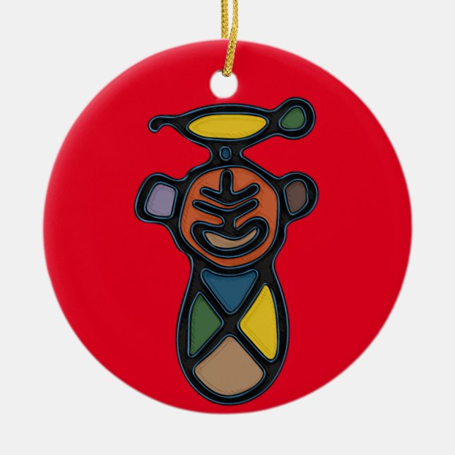 Taino Symbol Circle Ornament (Front)