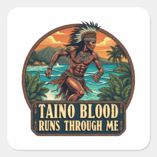 Taino Warrior Puerto Rico Indigenous Caribbean Square Sticker