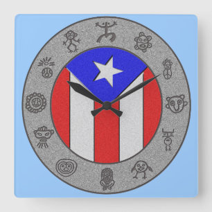 Taino Wheel Square Wall Clock