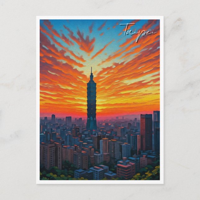 Taipei 101 Taiwan Sunset Postcard (Front)