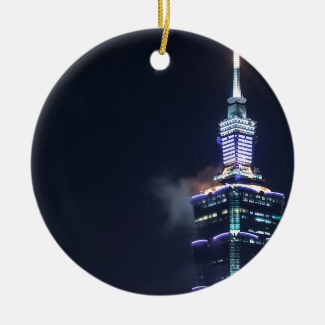 Taipei 101 Tower in Taiwan, Closeup Ceramic Ornament (Front)