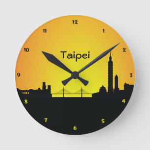 Taipei CityScape Night Silhouette Wall Clock