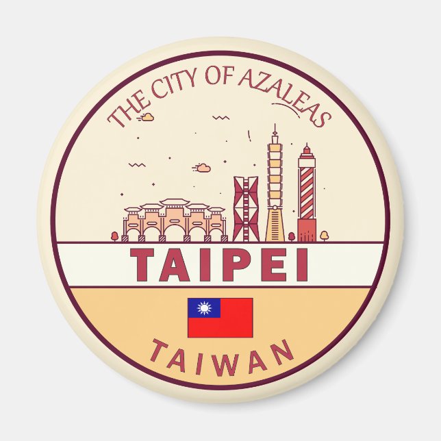 Taipei Taiwan City Skyline Emblem Magnet (Front)