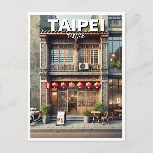 Taipei Taiwan shophouse storefront Postcard (Front)