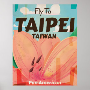 Taipei, Taiwan Vintage vacation Poster