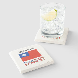 Taiwan and Taiwanese Flag Personalised Stone Coaster