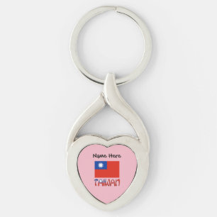 Taiwan and Taiwanese Flag with Your Name Key Ring