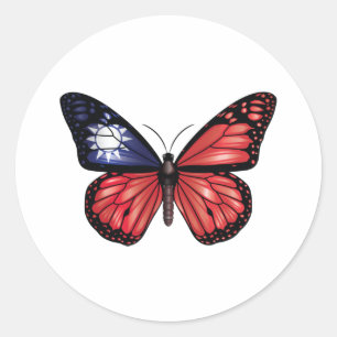 Taiwan butterfly monarch flag classic round sticker
