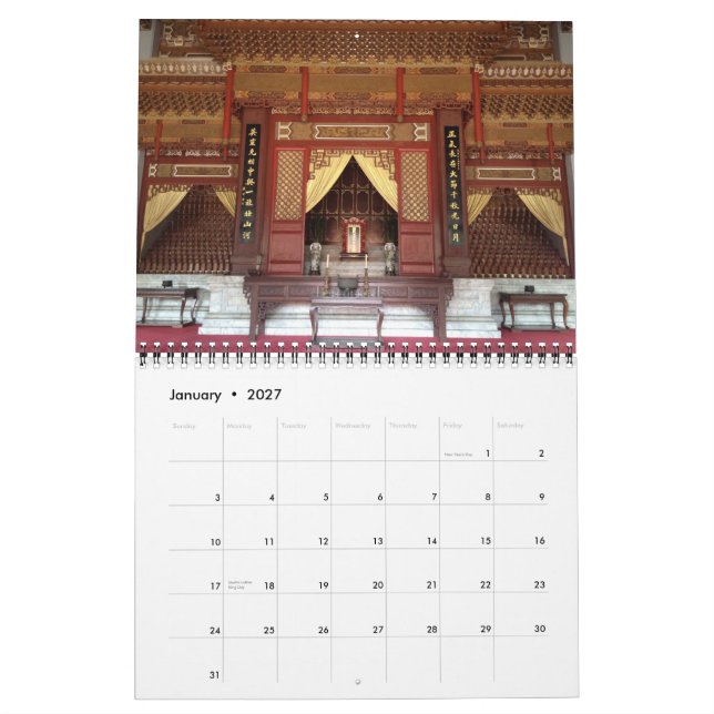 Taiwan Calendar (Jan 2027)