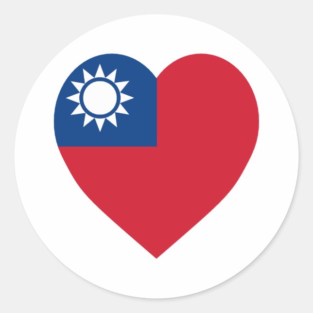 Taiwan China Flag Heart Classic Round Sticker (Front)