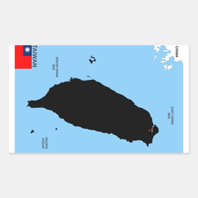 taiwan country political map flag rectangular sticker (Front)