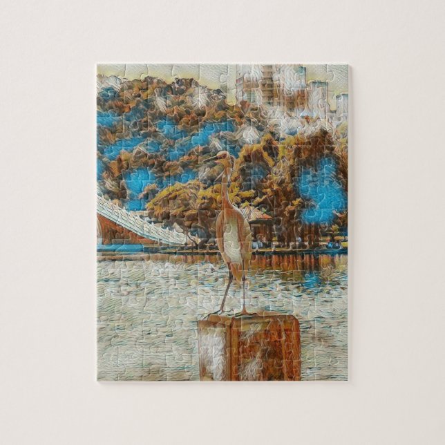 Taiwan Crane Dahu Park lake Landscape  Jigsaw Puzzle (Vertical)