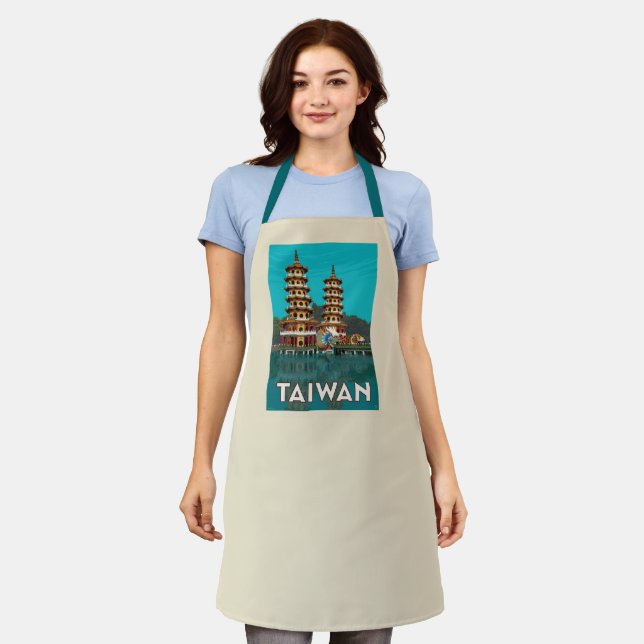 Taiwan | Dragon And Tiger Pagodas Apron (Worn)