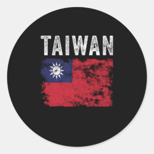 Taiwan Flag Distressed - Taiwanese Flag Classic Round Sticker