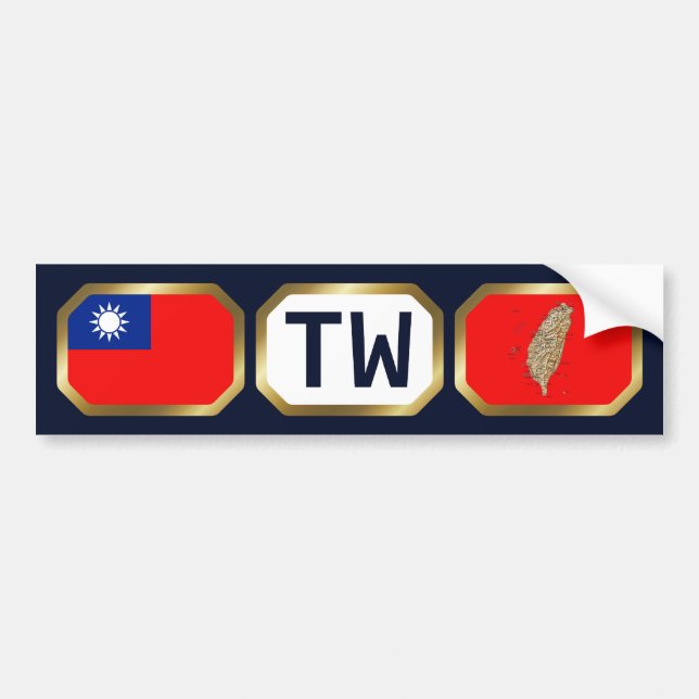 Taiwan Flag Map Code Bumper Sticker (Front)