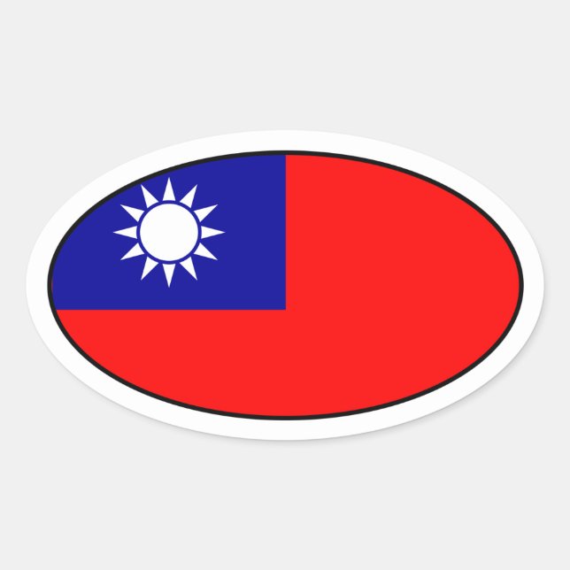 Taiwan Flag Oval Sticker (Front)