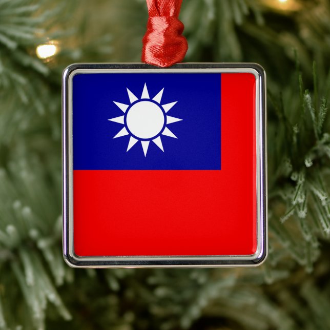 Taiwan Flag: Republic of China, Chinese Taipei Metal Ornament (Tree)