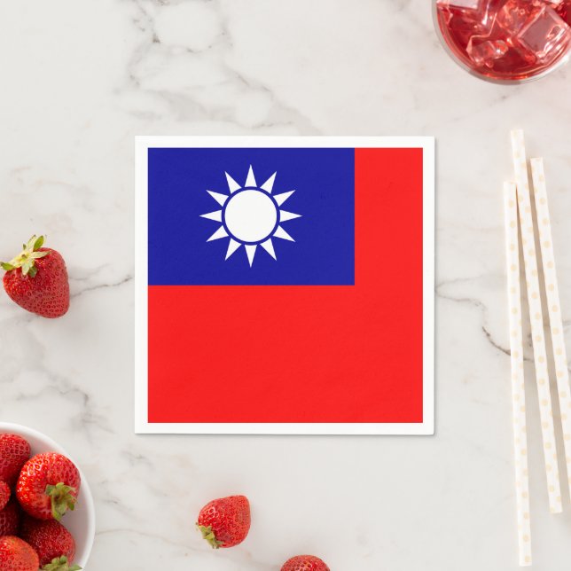 Taiwan Flag: Republic of China, Chinese Taipei Napkin (Insitu)