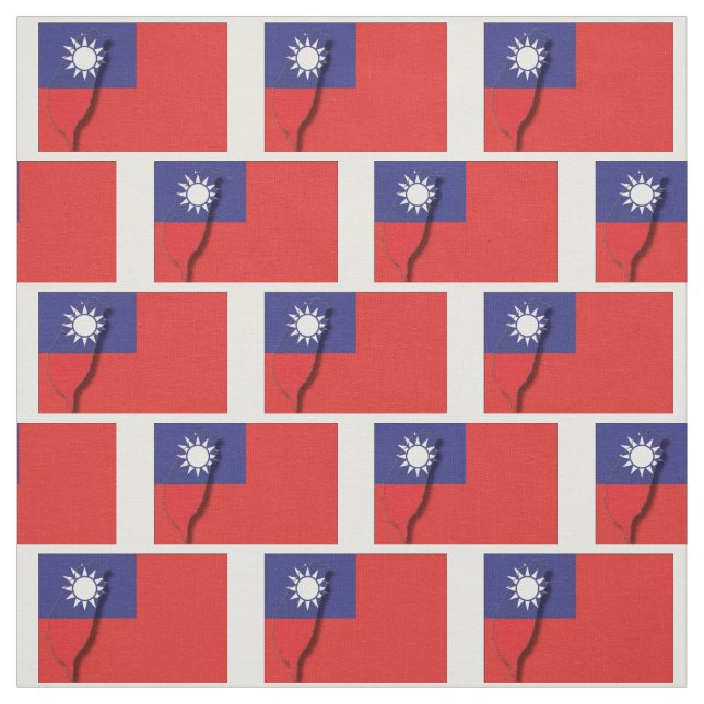 TAIWAN Flag ROC Map Outline Fabric (Swatch)