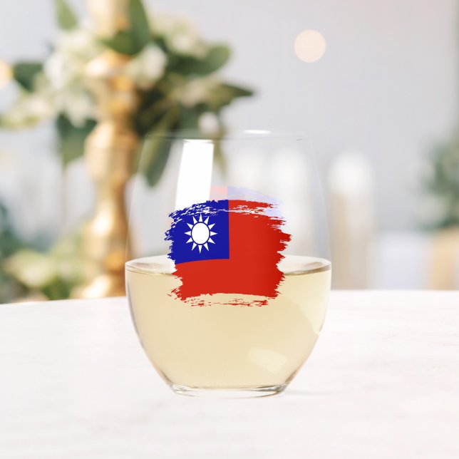 Taiwan flag stemless wine glass (Insitu (Wedding))
