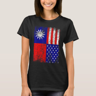 Taiwan Flag USA Flag Distressed Retro Vintage Taiw T-Shirt