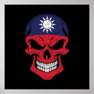 Taiwan Smiling Skull Flag Poster