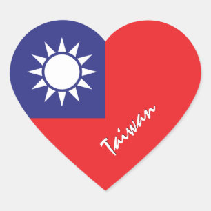 Taiwan Sticker, Heart, Patriotic Taiwanese Flag Heart Sticker