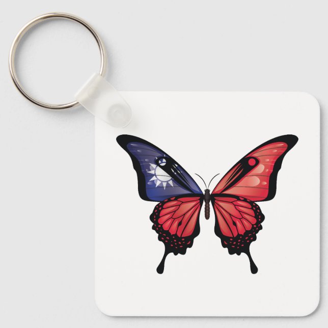 Taiwan Swallowtail Butterfly Flag Sticker Key Ring (Front)