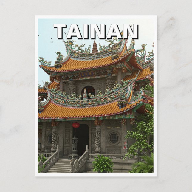 Taiwan Tainan Temple Travel Postcard (Front)