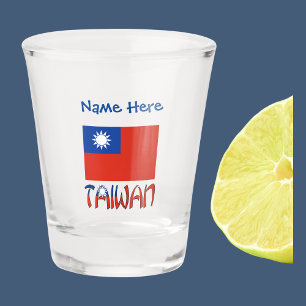 Taiwan Taiwanese Flag Blue Personalisation Shot Glass
