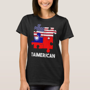Taiwan Taiwanese Flag Proud America Puzzle Dna Mix T-Shirt