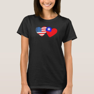 Taiwan Usa Flag Heart Taiwanese American Love T-Shirt