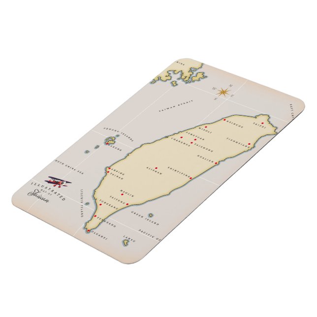 Taiwan Vintage Map Magnet (Left Side)