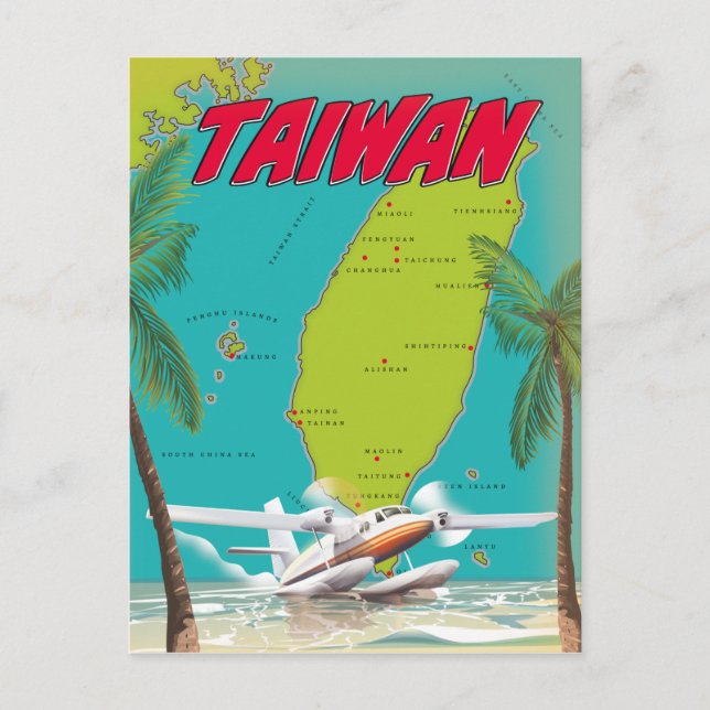 Taiwan Vintage Map Postcard (Front)