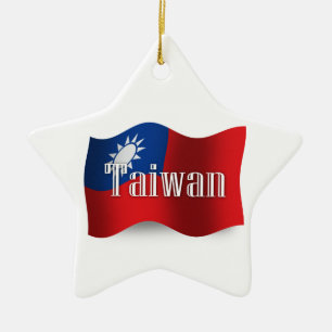 Taiwan Waving Flag Ceramic Ornament