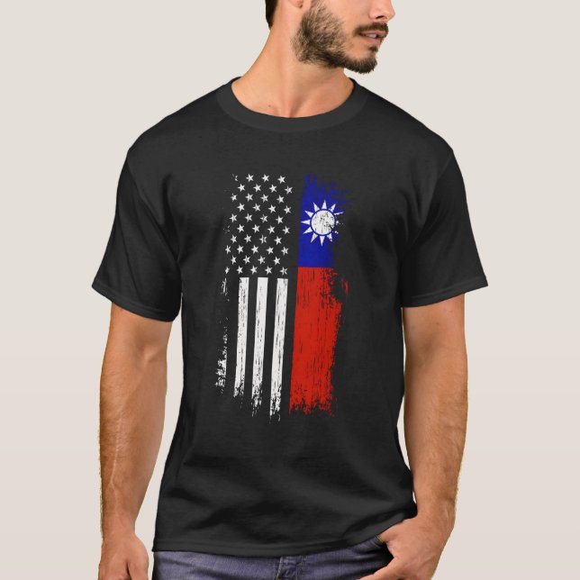 Taiwanese American Flag Pride Taiwan Usa T-Shirt (Front)