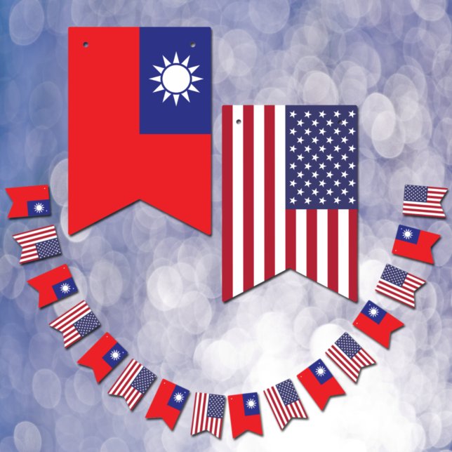 Taiwanese American Flags, Party Taiwan / USA Bunting (Creator Uploaded)