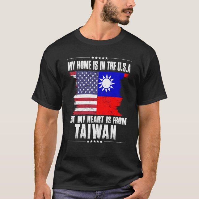 Taiwanese American Patriot Grown Proud Home Heart  T-Shirt (Front)