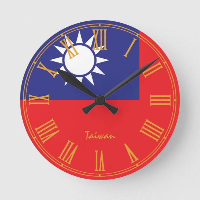 Taiwanese Flag & Taiwan trendy house /design Round Clock (Front)