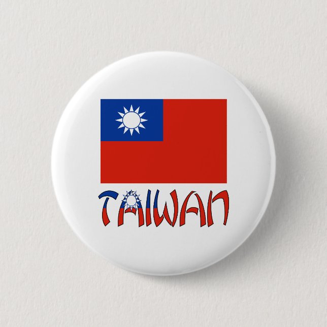 Taiwanese Flag with Taiwan 6 Cm Round Badge (Front)