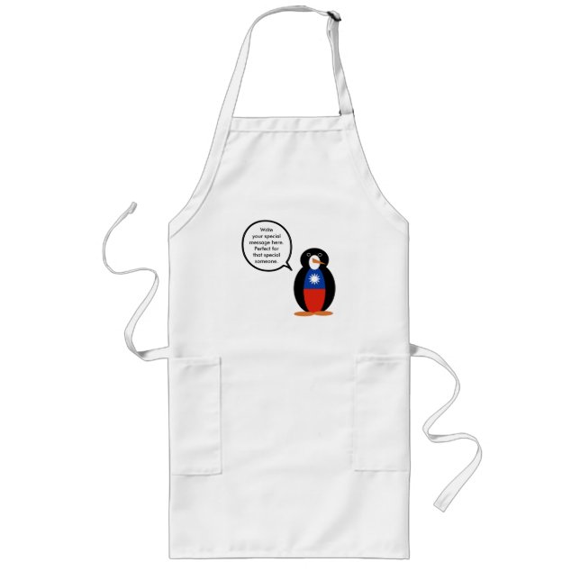Taiwanese or Chinese Talking Ms. Penguin Personal Long Apron (Front)