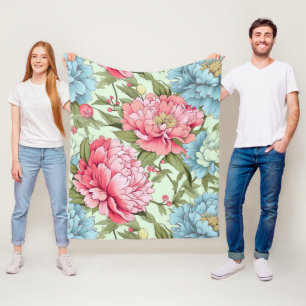 Taiwanese Peonies Fleece Blanket