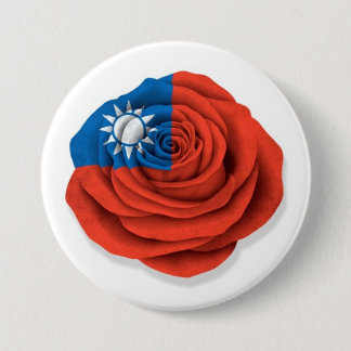 Taiwanese Rose Flag on White 7.5 Cm Round Badge