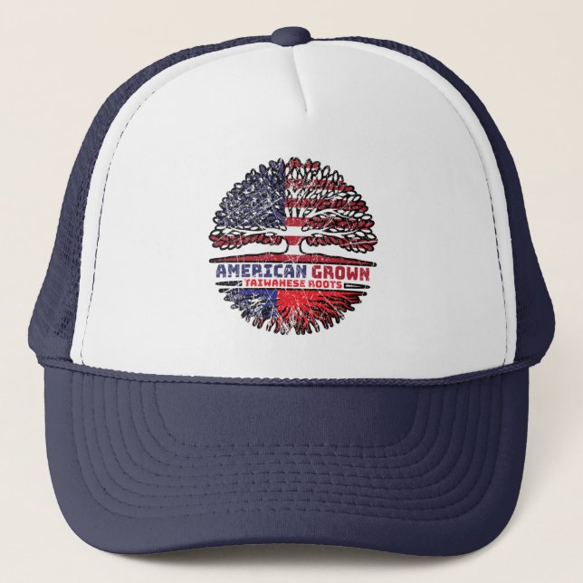 Taiwanese Taiwan US American USA United States Trucker Hat (Front)