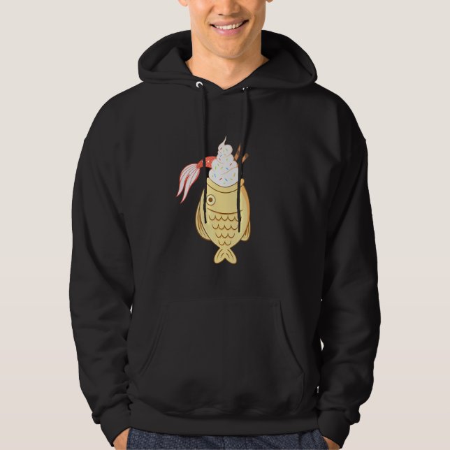 Taiyaki Fish Koi Fish Japanese Waffle Ice Cream Hoodie (Front)