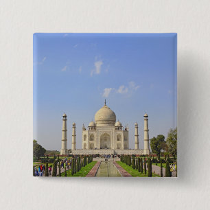 Taj Mahal, a mausoleum located in Agra, India, 15 Cm Square Badge