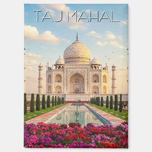 Taj Mahal Agra India Flowers Magnet